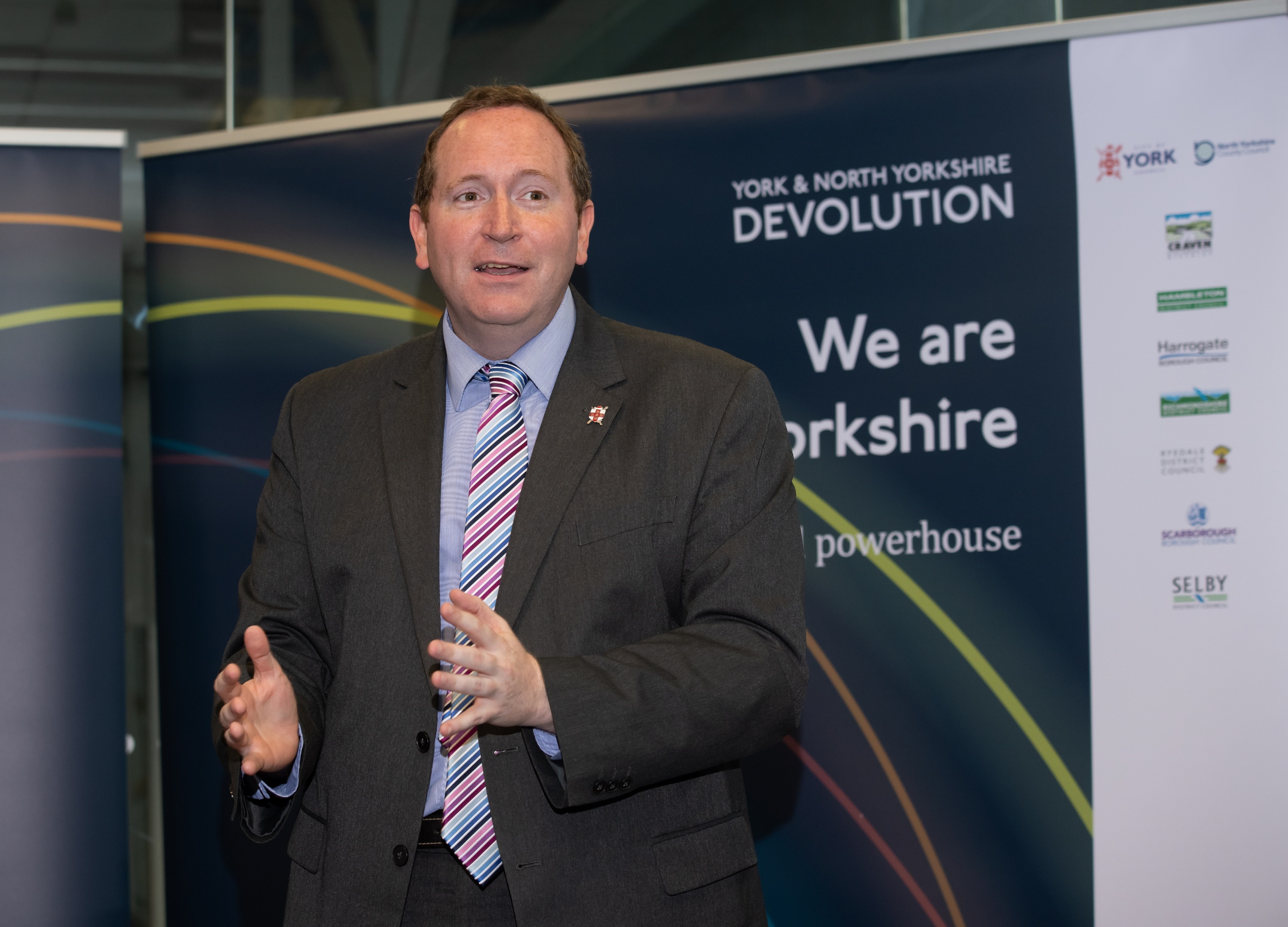 Cllr Keith Aspden at proposed devolution deal launch